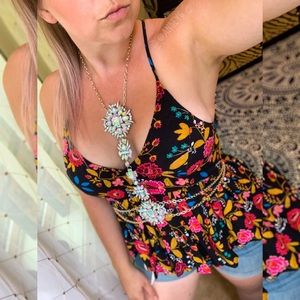 Boho festival large blingy body gem harness chain